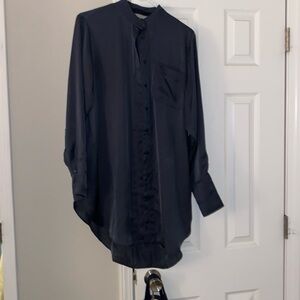 H&M, blue silk blouse (SMALL)